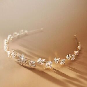 Theia Crystal Floral Headband (Bridal, Prom)